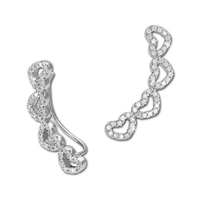 Produktbild von SilberDream Ohrringe Ear Cuff Herzen Zirkonia weiß Ohrklemmen 925 Silber D2GSO422W