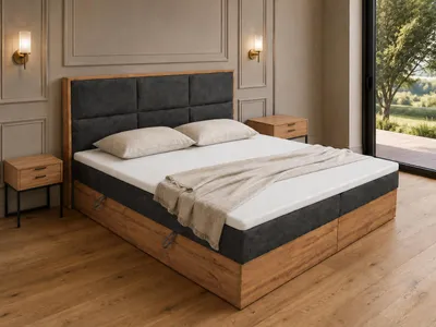 Produktbild von KSHOMECONCEPT Boxspringbett Loly 180x200 cm H4 Taschenfederkern Grau, KI-generiertes Bild