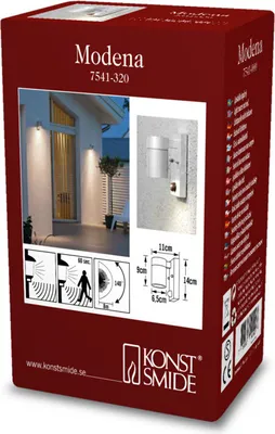 Produktbild von Konstsmide Modena galvanisierter Stahl, klares Glas, Reflektor 7541-320
