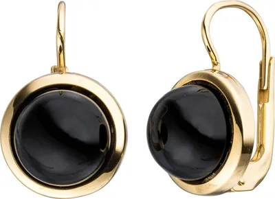 Produktbild von JOBO Boutons rund 333 Gold Gelbgold 2 Onyxe schwarz Ohrringe Ohrhänger Goldohrringe