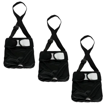 Image de Lot de 3 couches pour chien, réutilisables, lavables, respirantes, couleur noire