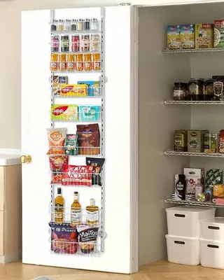 Produktbild von Famanu Hängeregal für Türen - 9 Fächer - Organizer für Vorratskammer - 42 x 18 x 195 cm - Stahl - Weiß