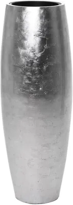 Immagine prodotto di Vaso da terra MAGNUM in fibra di vetro con finitura argento foglia, 30x80 cm