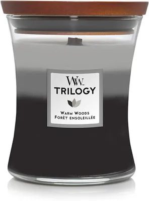 Image de WoodWick Trilogy Medium Hourglass Candles bougie parfumée Warm Woods 275 g