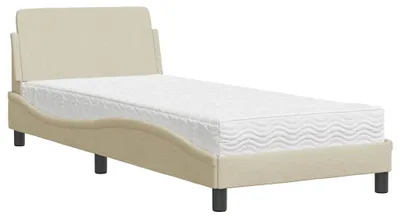 Image de vidaXL Lit avec matelas "Dover" Crème 80x200 cm Tissu