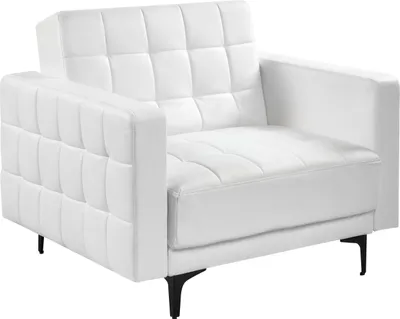 Produktbild von BELIANI Sessel Weiß Kunstleder Gesteppt mit Schwarzen Metallbeinen Schlaffunktion Verstellbare Rückenlehne Modern Glamourös Wohnzimmer Ausstattung