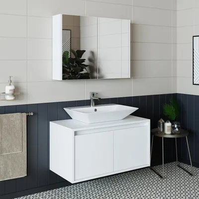 Produktbild von Roomart ATLANTIC-85 Badmöbel-Set 3-teilig 85 cm breit, Weiß
