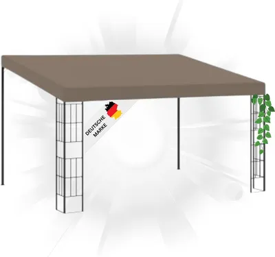 Produktbild von DELUKE® Gartenpavillon Pergola LYMP | 4x3 m Taupe Stoff | Terrassenüberdachung Garten Pavillon Rankhilfe Sonnenschutz Gartenpergola Gartenpavillon mit Sonnendach