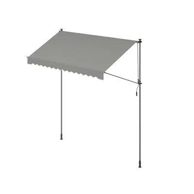 Productafbeelding van Rootz Verstelbare klemzonwering - Handmatig bedienbare luifel - Terraszonnenscherm - UV-bescherming - 300 x 120 cm - Grijs
