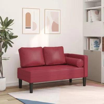 Produktbild von Möbel Chaiselongue mit Kissen Weinrot Kunstleder - Recamieren &43441