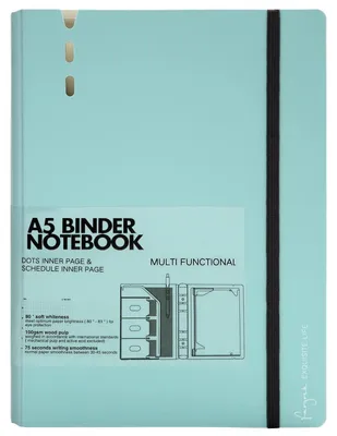 Produktbild von Ringbuch A5 Nachfüllbar 6 Ringe Ordner mit Tasche Grün 7 x 9.25 Zoll