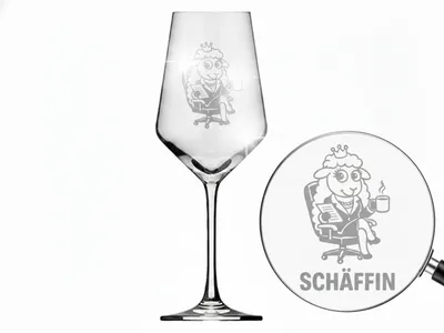 Produktbild von Exoda Weinglas Puppa Schaf Gravur 1 Stück 350ml spülmaschinenfest