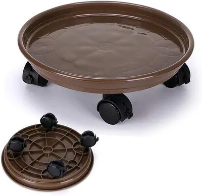 Image de Support pour plantes à roulettes, capacité de 56 kg, marron