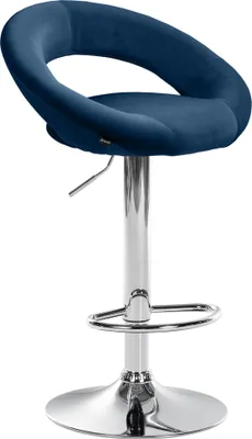Produktbild von CLP Barhocker Olinda Samt drehbar und höhenverstellbar blau Gestell Farbe chrom