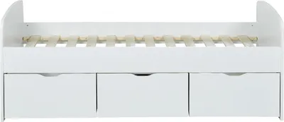 Produktbild von LOUANE Bett mit 2 Schubladen und 1 mit Kommode - 90x190 c m - Farbe Weiß