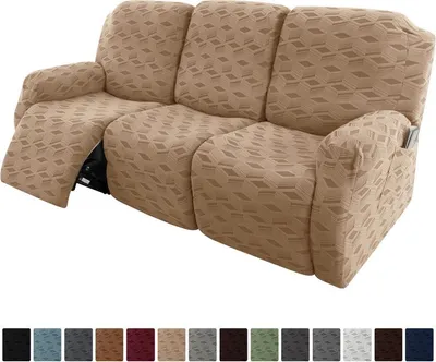 Produktbild von Hussen – Elastischer Sofabezug für Relaxsessel, 3-Sitzer (3-teilig), Khaki, Vollständiger Sofaschoner fürs Wohnzimmer