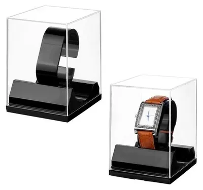 Produktbild von Dailygoods- Uhrenhalter Schwarz - Uhrenhalter - Acryl Display - 2 Stk - Crush Proof - Verstellbare Höhe 8 cm