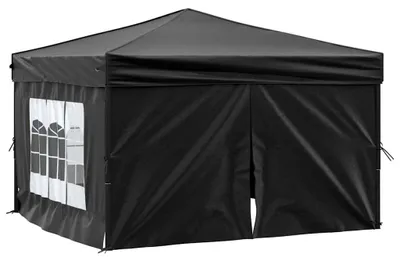 Image de vidaXL Tente de réception pliante avec parois latérales noire 3x3 m