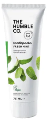Produktbild von The Humble Co. 16522, Zahnpasta gegen Zahnverfall, 75 ml, Erwachsener & Kind, Paste, Minze, HYDROGENATED STARCH HYDROLYSATE, AQUA, HYDRATED SILICA, LAURYL GLUCOSIDE, XANTHAN GUM, MENTHA...