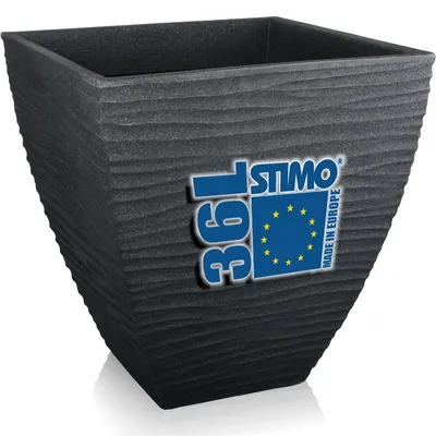 Produktbild von Blumentopf 39cm Pflanzkübel 36L Grau Kunststoff Pflanztopf Blumenkübel Steinoptik