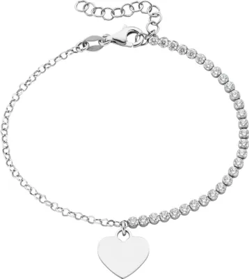 Produktbild von Armband Smart Jewel mit Zirkonia und Herzanhänger, Silber 925 Silber 19 cm