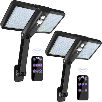 2er-Pack Solarleuchten, 128 LEDs, Bewegungsmelder, wasserdicht, schwarz