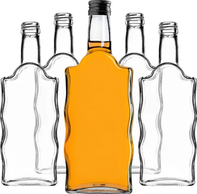 Zdjęcie produktu dla KADAX szklana butelka na nalewkę 500ml z czarną zakrętką 1szt.