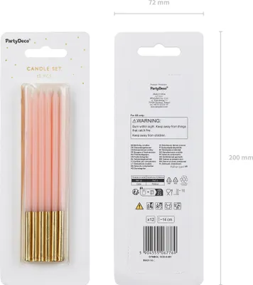Produktbild von Geburtstagskerzen 14cm glatt 12er Set Rosa / Gold