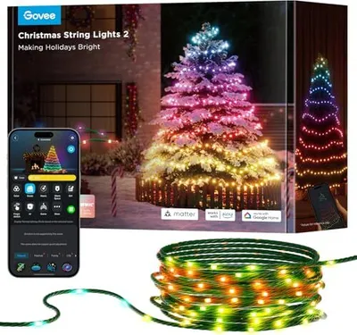 Produktbild von Govee RGBICW Weihnachtsbeleuchtung 500 LEDs -Lichter, 50 m Smart Fey Lichter Innenbaum, App -Steuerung, 130+ Szenenmodi, IP65, kompatible Alexa, Grün