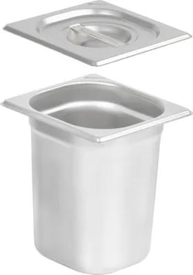 Produktbild von Mahlzeit GN Behälter 1/6 mit Deckel, Höhe 200 mm, Edelstahl Wärmebehälter, Geeignet für Chafing Dish