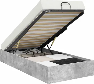 Produktbild von vidaXL Ottoman Bettgestell Betongrau 100 x 200 cm Holzwerkstoff