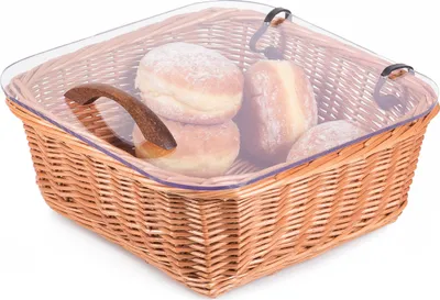 Produktbild von JIPRO® Weidenkorb mit Plastikdeckel - B 28 x T 28 x H 11(cm)