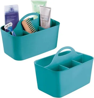 Immagine prodotto di Piccolo contenitore da bagno, turchese, plastica resistente, maniglia