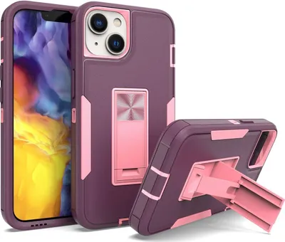 Produktbild von Mobigear Heavy Armor Stand iPhone 14 Plus Hülle Hardcase Backcover Stoßfest mit Ständer - Lila