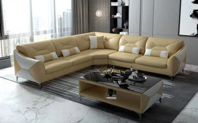 Immagine prodotto di Divani Di Design Divano Ad Angolo A L Beige In Ecopelle Moderni