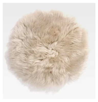 Produktbild von Fell-Sitzauflage Sitzkissen rund/eckig flauschig Indoor (rund Ø34cm, Ecru)