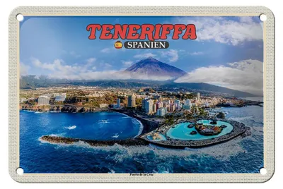 Produktbild von Blechschild Reise 18x12cm Teneriffa Spanien Puerto de la Cruz Berg