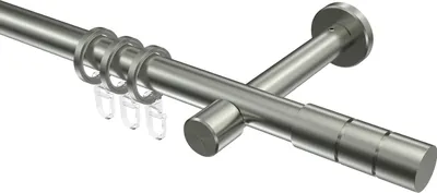 Produktbild von Interdeco Gardinenstange / Vorhangstange Edelstahl-Optik, Typ Prestige Elanto (Rillenzylinder), 20 mm Ø 1-läufig, 100 cm