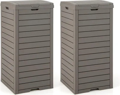 Productafbeelding van Afvalcontainer met deksel en vloeistofreservoir – 118 liter afvalcontainer voor buiten – Waterdichte tuincontainer voor terras en tuin – 2 stuks, zwart