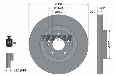 Produktbild von TEXTAR Bremsscheibe Vorne für HYUNDAI i30 Schrägheck (PDE, PD, PDEN) 330mm 92315003