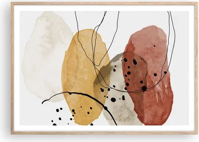 Produktbild von Gerahmtes Poster - Rahmen in heller Eiche - Aquarell Abstraktion Formen - 100x70 cm - Wand Bild - Wanddeko - Wandbilder - Kunstposter - Wandposter - Bilderrahmen - Bilder - P2NAA100x70-4658