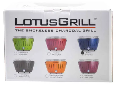 Produktbild von LotusGrill G-280 Holzkohlegrill 26cm tiefblau mit USB Anschluss