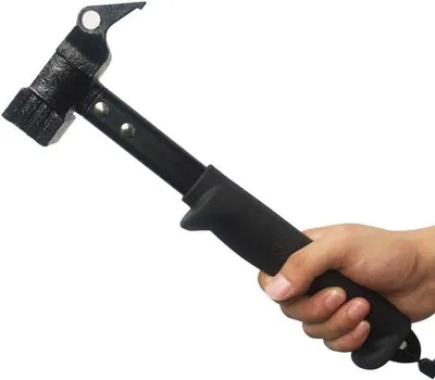 Produktbild von Campinghammer mit Zeltpflockentferner - 32 cm Stahlhammer mit Gummigriff