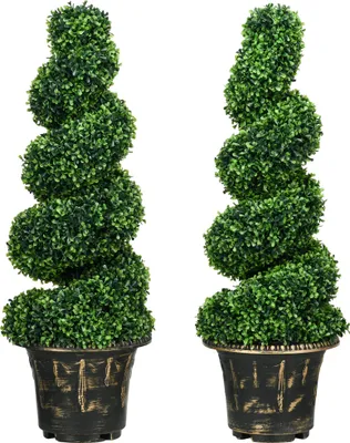 Produktbild von Künstliche Pflanzen 2er-Set UV-beständige Buchsbaum Zimmerpflanze 90 cm im Blumentopf für Indoor & Outdoor