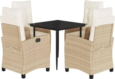 Produktbild von vidaXL 5-tlg. Garten-Essgruppe mit Kissen Beige Poly Rattan