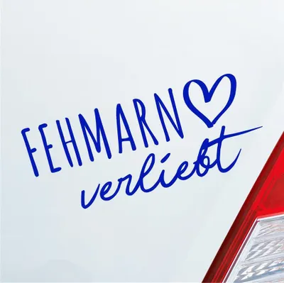 Produktbild von Auto Aufkleber Fehmarn verliebt Herz Insel Ostsee Liebe Car 19x8 cm Dunkelblau Sticker Heckscheibenaufkleber