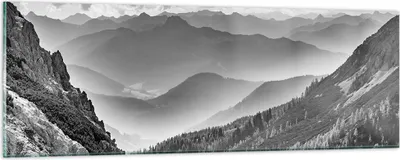 Produktbild von Bilder auf glas - Einteilig - Schwarzweiß Landschaft Berge - 90x30cm - Glasbilder - Wandbilder - Bilder - Wanddekoration aus Glas - Glas Bilder - Wandbild auf Glas - GAB90x30-4560