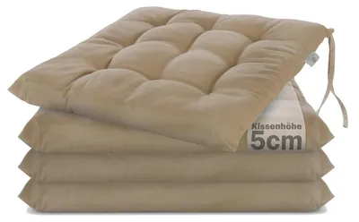 Produktbild von Sitzkissen Stuhlkissen Stuhlauflage - 40 x 40 cm - Gepolstert - Taupe - 4er-Set - Für Küche, Esszimmer, Garten und Terrasse
