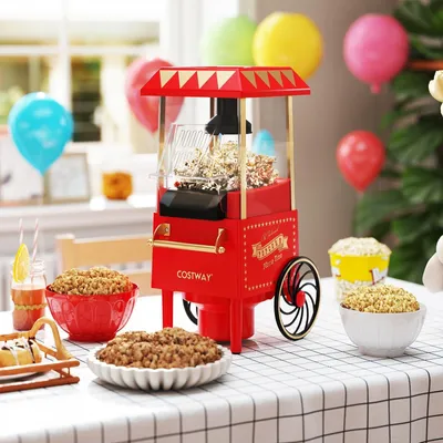 Obrázek produktu pro Popcornovač s horkým vzduchem, 1200 W, bez oleje, retro červená barva