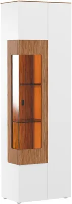 Beleuchtete Luxus Massivholz Vitrine Weiß Braun Illuminated Luxury Solid Wood Showcase White Brown